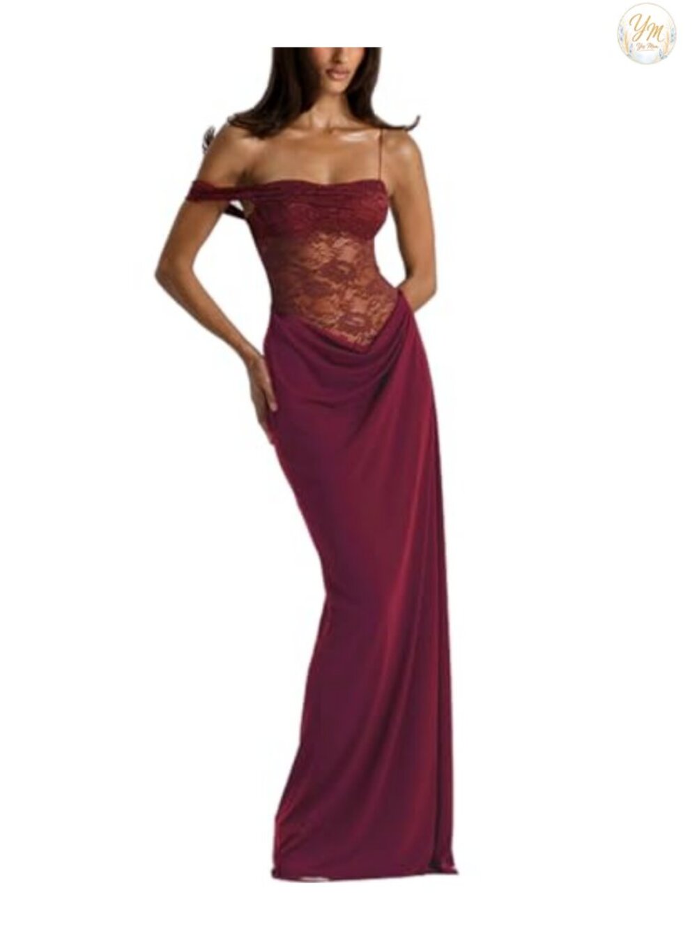 Sexy Lace Maxi Dress High Split Spaghetti Strap Backless Formal Wedding Guest